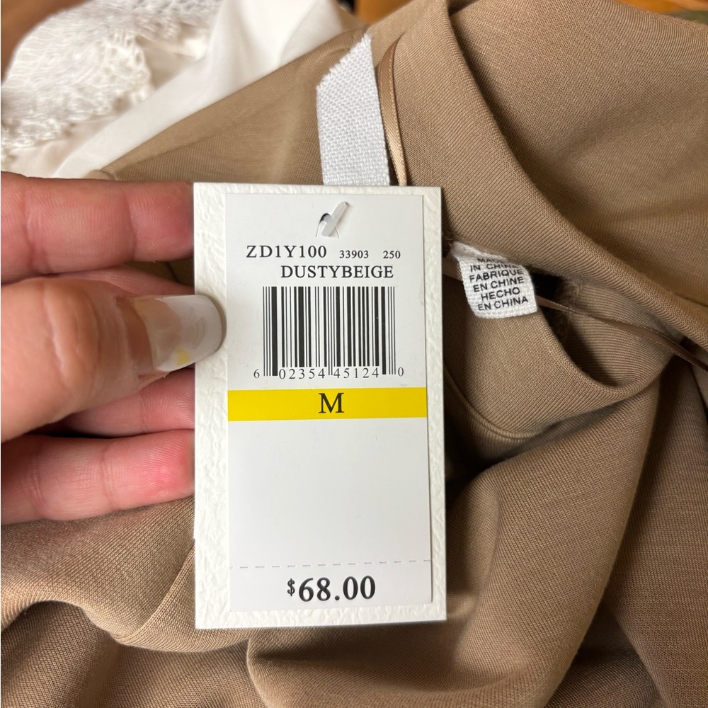 NWT Cable & Gauge Dusty Beige Side Tie Jersey Dress Size M - Picture 3 of 4